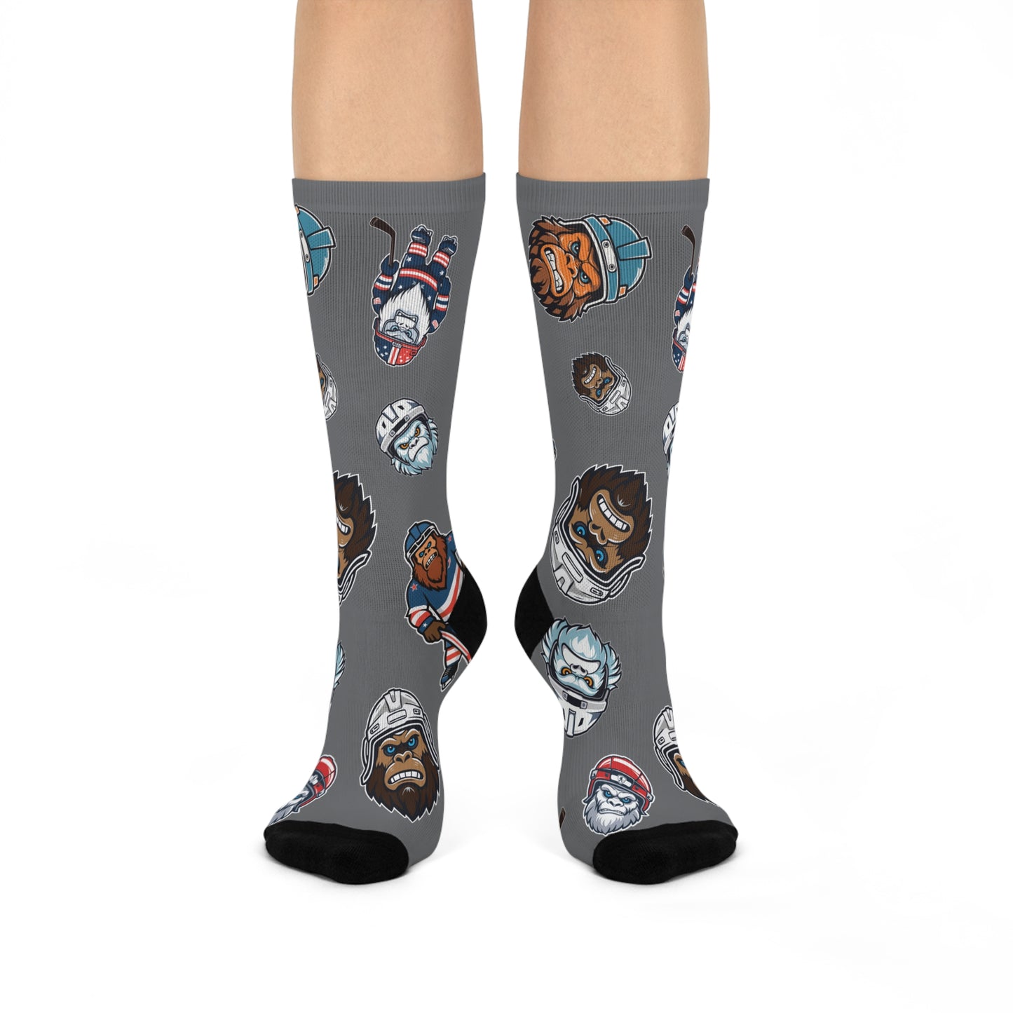 Hockey Bigfoot Graphic Socks (Gray)