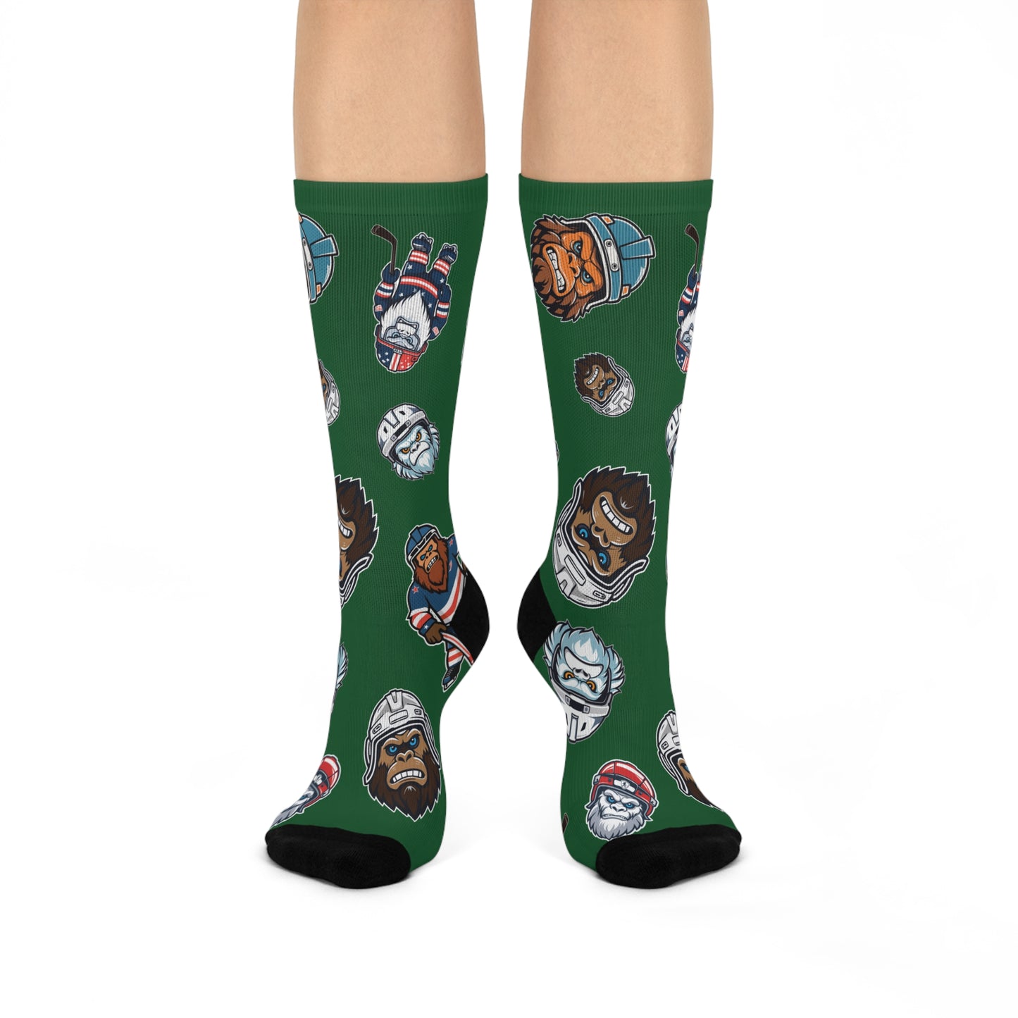 Hockey Bigfoot Graphic Socks (Green)