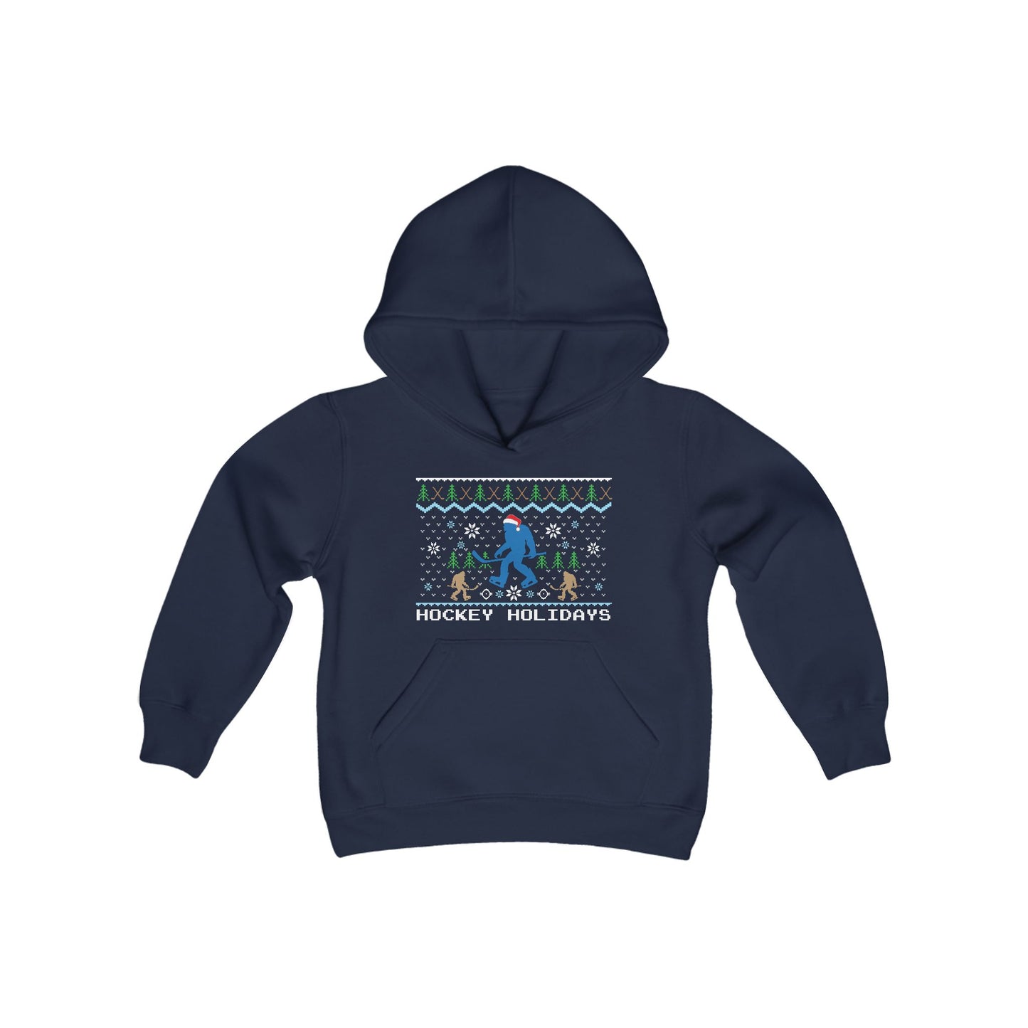 Kids Hockey Holidays Ugly Sweater Hoodie