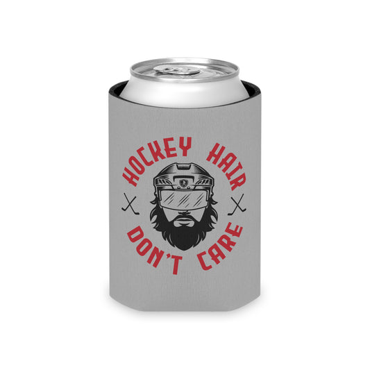 Hockey Hair Don't Care (Gray) Can Cooler