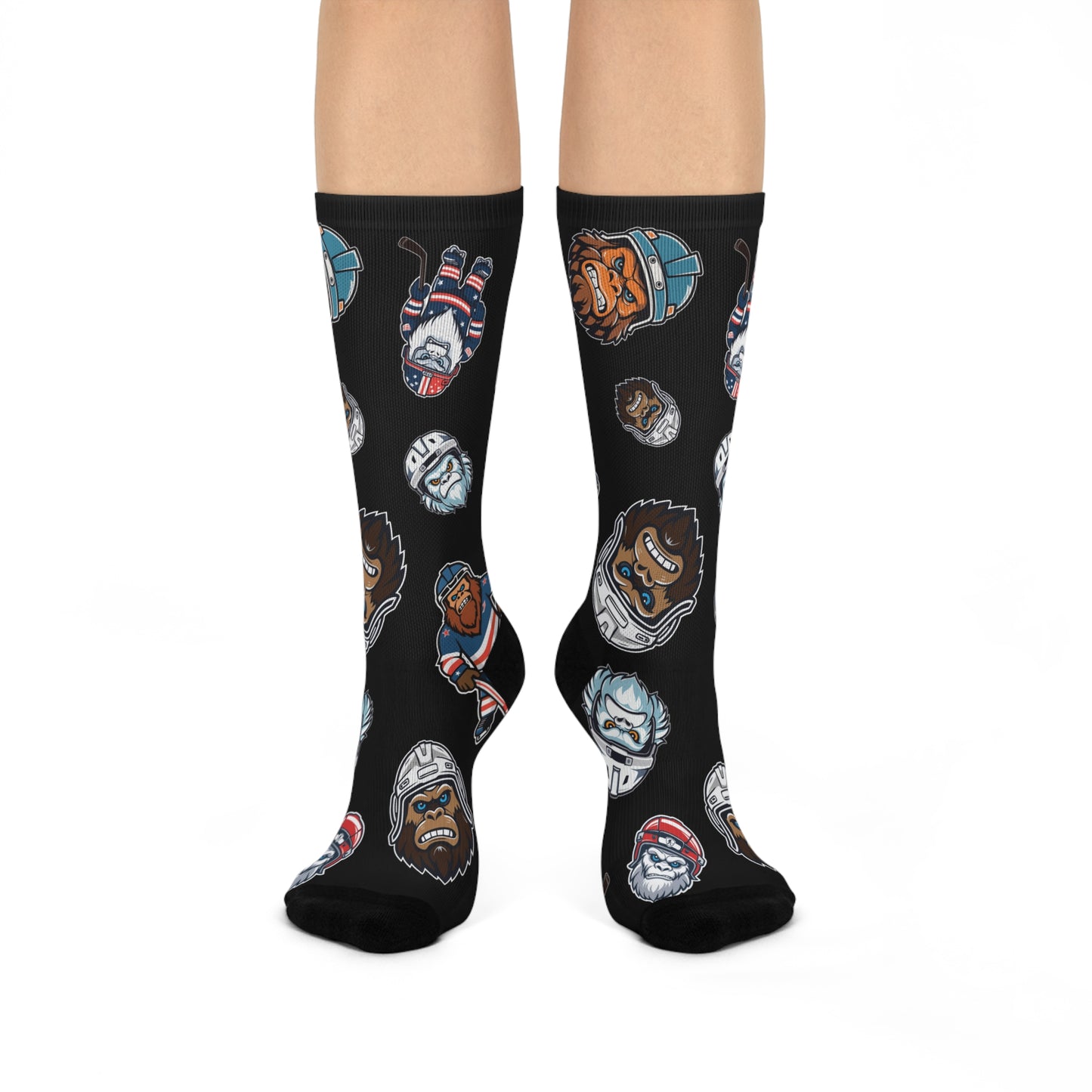 Hockey Bigfoot Graphic Socks (Black)