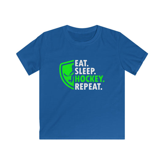 Kids Eat Sleep Hockey Repeat Tee