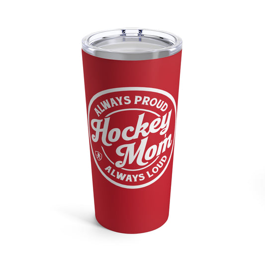 Hockey Mom Round Tumbler Red