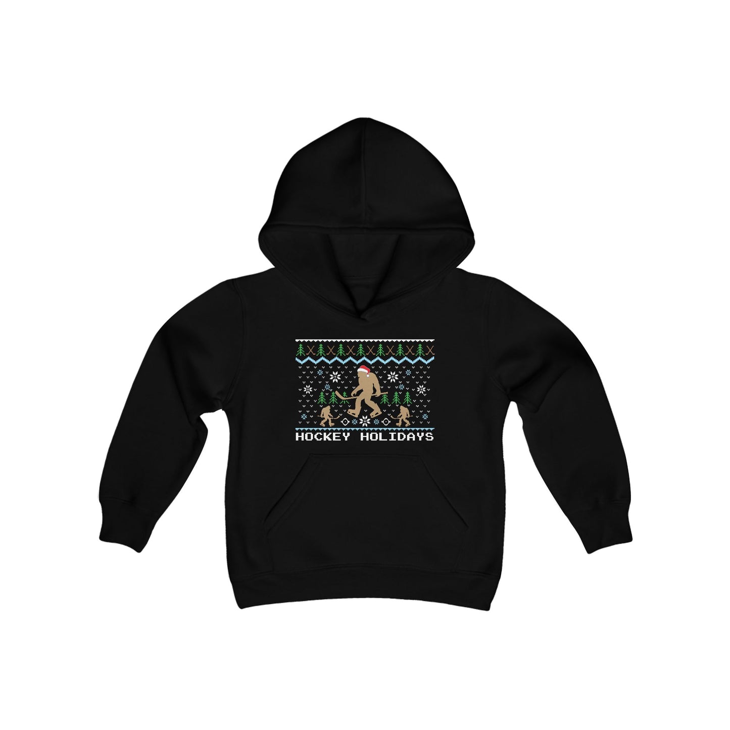 Kids Hockey Holidays Ugly Sweater Hoodie